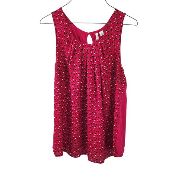 Elle Pink Sleeveless Polka Dot Tank Top Womens Size Large L Summer Spring - Picture 1 of 4